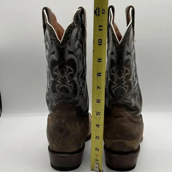 J.B Dillon Men 10B Leather Distressed Western Boots Embroidered Square Toe Rodeo - Picture 10 of 16